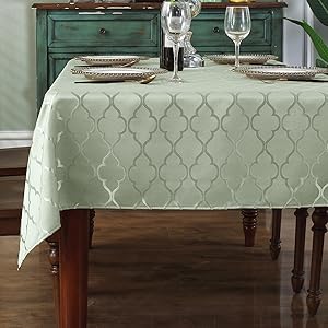 Jacquard Tablecloth Damask Fabric Table Cloth Water Resistant & Wrinkle Free Spillproof Polyester Table Cover for Kitchen Dining Tabletop (Rectangle/Oblong, 52" x 70" (4-6 Seats), Gray)